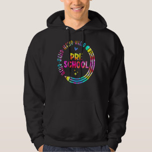 Hello Preschool Teachers Students Pencil Kid Back Hoodie