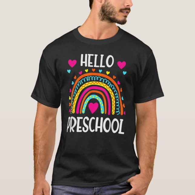 Hello Preschool Team Squad Crew Back To School Tea T-Shirt (Front)