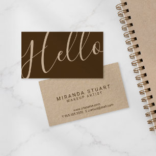 Hello Professional Modern Script Kraft Paper Business Card