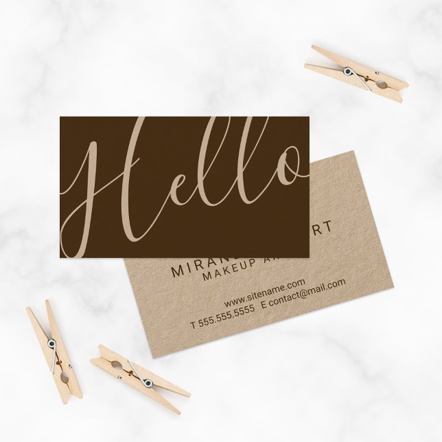 Hello | Professional Modern Script Kraft Paper Business Card (Creator Uploaded)