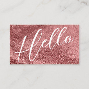 Hello Professional Modern Script Rose Glitter Business Card