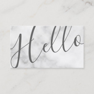 Hello Professional Modern White Marble Business Card