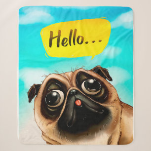Hello Pug Gift Idea, Pug Owner, Dog Lover Gift Sherpa Blanket