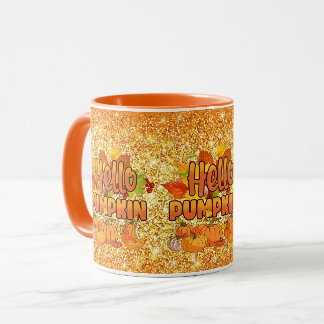 Hello Pumpkin Autumn Customise Colour Mug (Front Left)