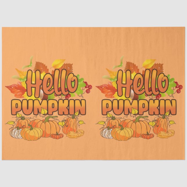 Hello Pumpkin Autumn Customise Colour Tissue Paper (Front)