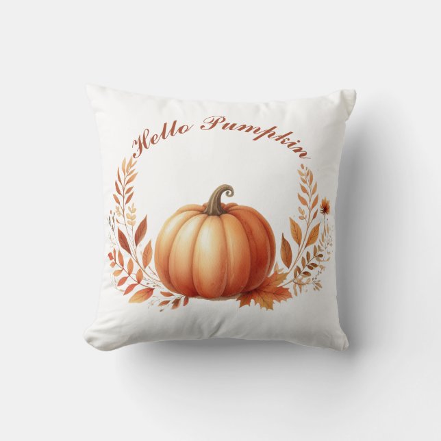 Hello  Pumpkin Autumn Customised Text Cushion (Front)