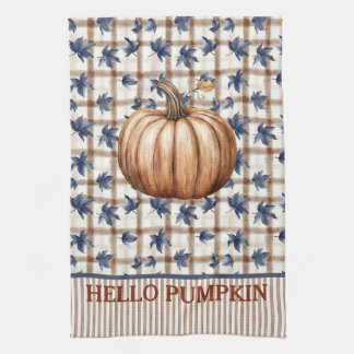 Hello Pumpkin Autumn Farmhouse Custom  Tea Towel