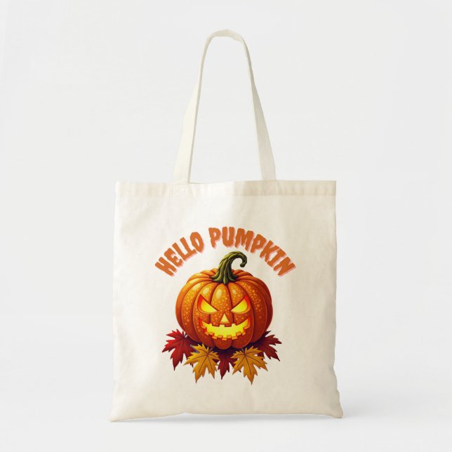 Hello Pumpkin Autumn Halloween Tote Bag (Front)