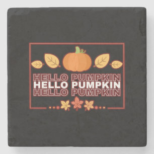 Hello Pumpkin Autumn Party Stone Coaster