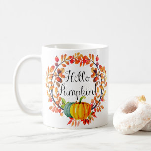 "Hello Pumpkin!" Autumn Wreath Coffee Mug