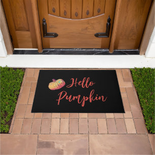 Hello Pumpkin Black Orange Fall Doormat