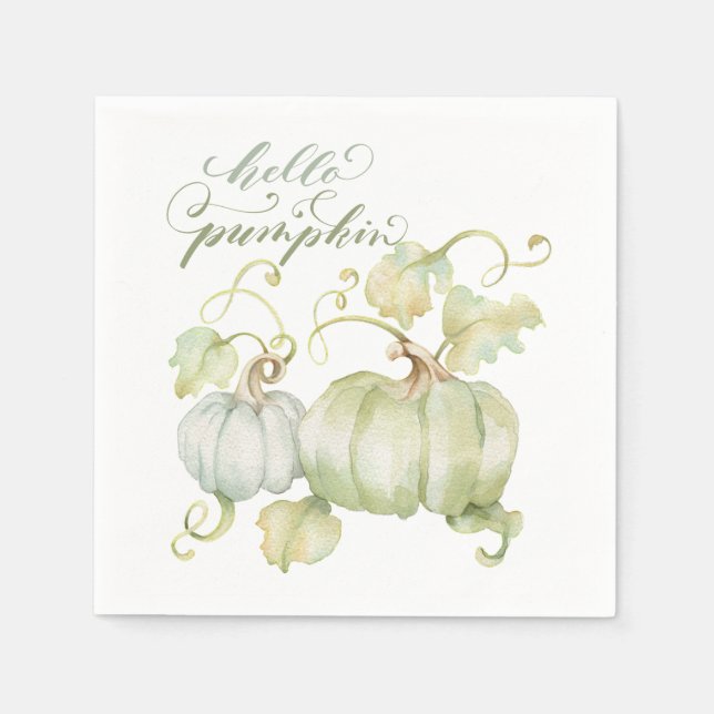 Hello Pumpkin Blue Cocktail Napkins (Front)
