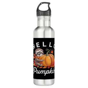 Hello Pumpkin - Cute Fall Sloth Autumn Leaves Foli 710 Ml Water Bottle