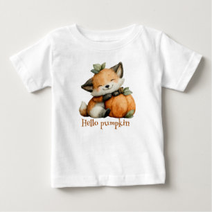 Hello Pumpkin Cute Fox Halloween Design Baby T-Shirt