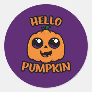 Hello Pumpkin Cute Halloween Jack-O-Lantern Classic Round Sticker