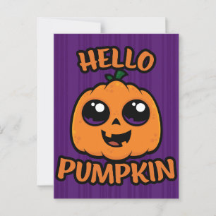 Hello Pumpkin Cute Halloween Jack-O-Lantern Postcard
