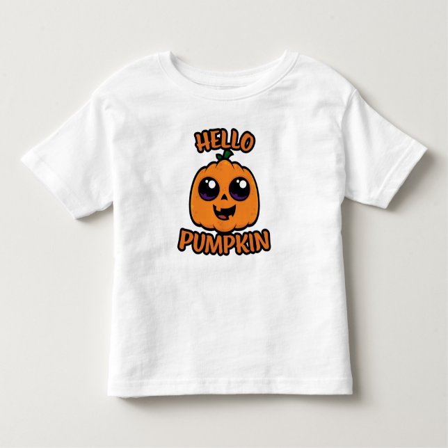 Hello Pumpkin Cute Halloween Jack-O-Lantern Toddler T-Shirt (Front)