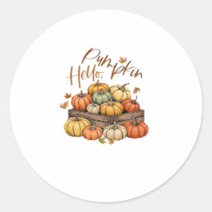 Hello, Pumpkin design Oversized T-Shirt.png Classic Round Sticker