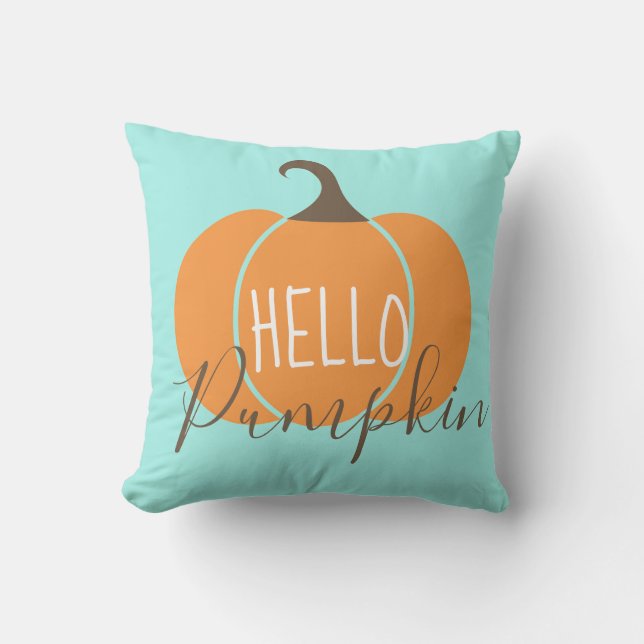 Hello Pumpkin Fall or Halloween Decoration Cushion (Front)