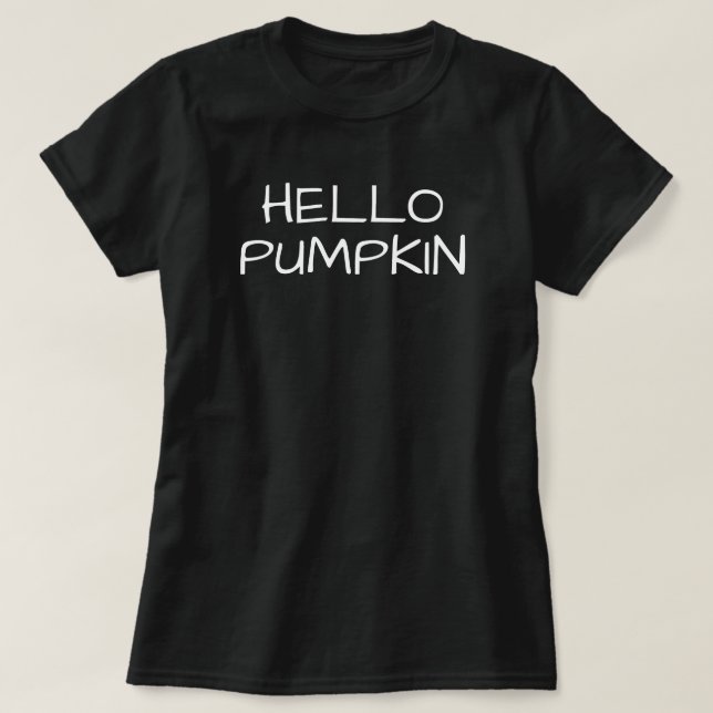Hello Pumpkin | Fall Season Black T-Shirt (Design Front)