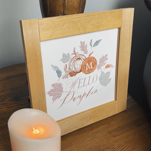 Hello Pumpkin Festive Autumn Fall Leaves Monogram Poster (Hello Pumpkin Festive Autumn Fall Leaves Monogram Poster)