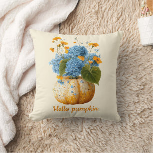 Hello Pumpkin Floral Halloween Arrangement Cushion