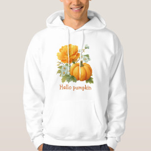 Hello Pumpkin Floral Halloween Design Hoodie