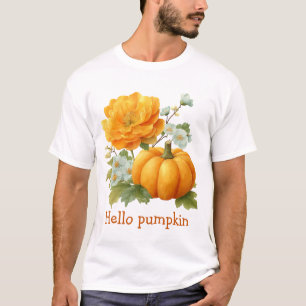Hello Pumpkin Floral Halloween Design T-Shirt