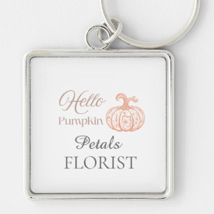 Hello Pumpkin Halloween Florist Business Branding Key Ring