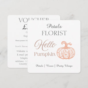 Hello Pumpkin Halloween Florist Business Voucher