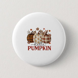 Hello Pumpkin Leopard Print For Fall Thanksgiving 6 Cm Round Badge