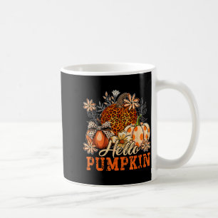 Hello Pumpkin Leopard Print For Fall Thanksgiving  Coffee Mug