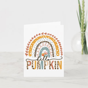 Hello Pumpkin Leopard Rainbow Autumn Season Fall V Card