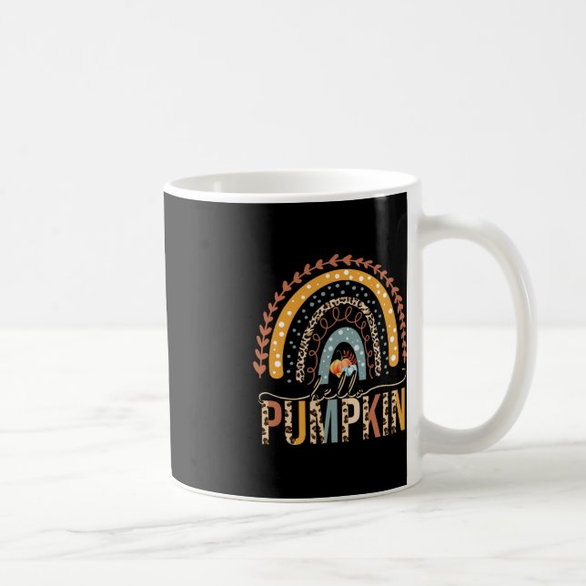 Hello Pumpkin Leopard Rainbow Autumn Season Fall V Coffee Mug (Right)