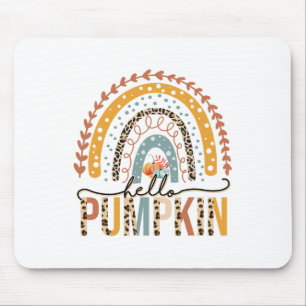 Hello Pumpkin Leopard Rainbow Autumn Season Fall V Mouse Pad
