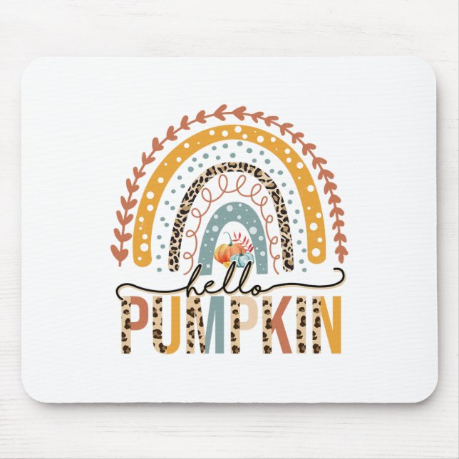 Hello Pumpkin Leopard Rainbow Autumn Season Fall V Mouse Pad (Front)