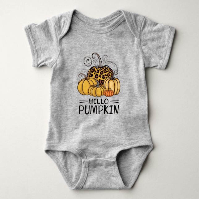 Hello Pumpkin Lover Fall Season Autumn Thanksgivin Baby Bodysuit (Front)