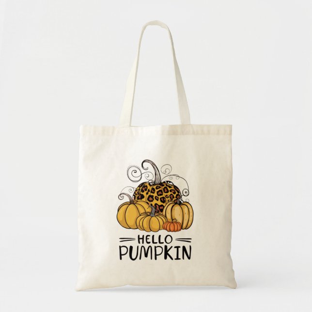 Hello Pumpkin Lover Fall Season Autumn Thanksgivin Tote Bag (Front)