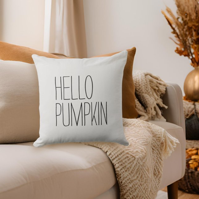 Hello Pumpkin Modern Farmhouse Throw Pillow (Creator Uploaded)