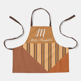 Hello Pumpkin Monogram Optional Name Fall Apron