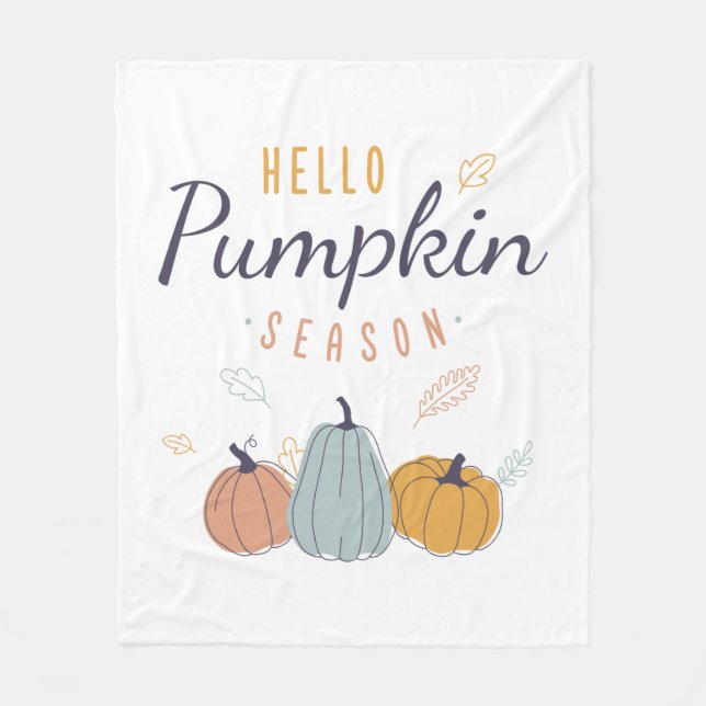 Hello Pumpkin Season Fleece Blanket (Front)