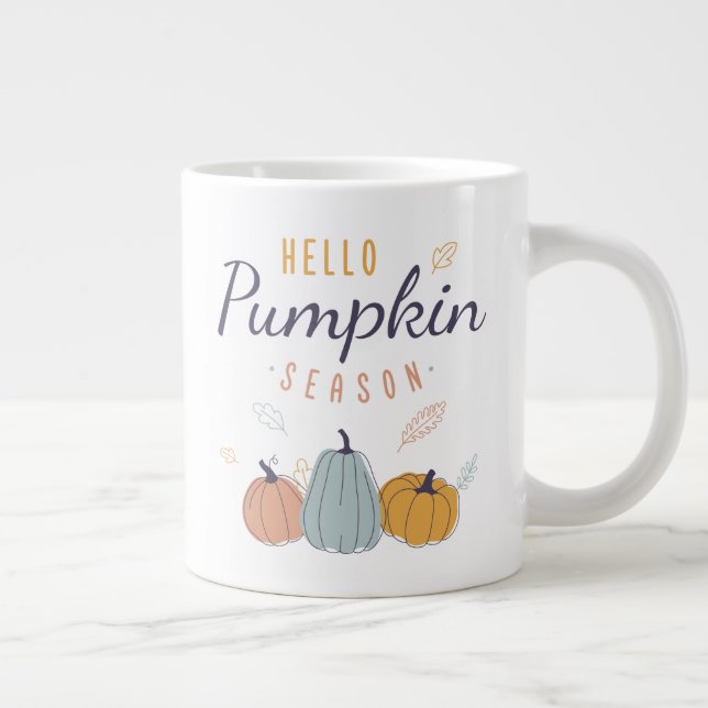 Hello Pumpkin Season Large Coffee Mug (Right)