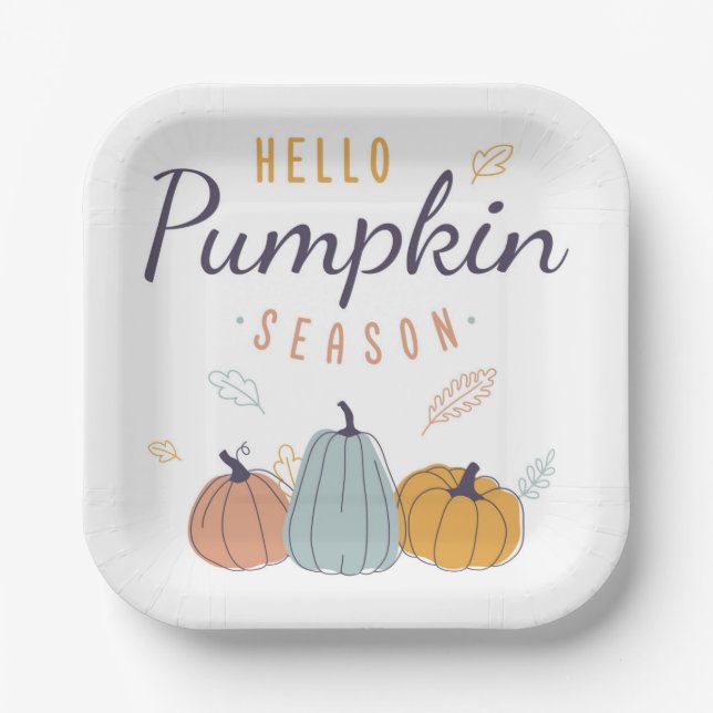 Hello Pumpkin Season Paper Plate (Front)