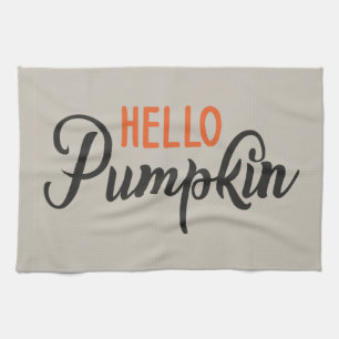 "Hello Pumpkin" silver-beige with modern Letters Tea Towel