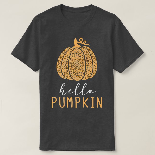 Hello PumpkinMandala Pumpkin Fall Autumn Season Ho T-Shirt (Design Front)
