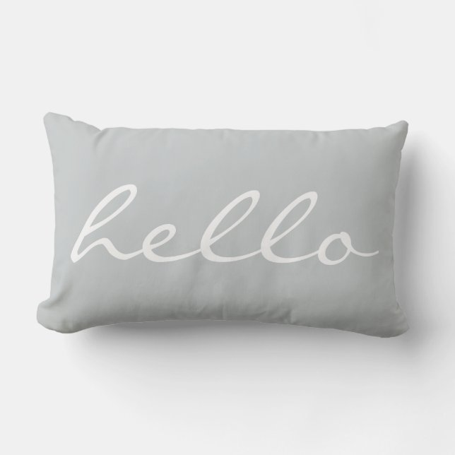 Hello Quotes Chic Grey Lumbar Cushion (Front)