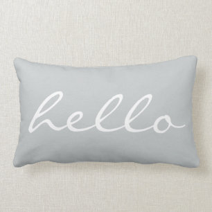 Hello Quotes Chic Grey Lumbar Cushion