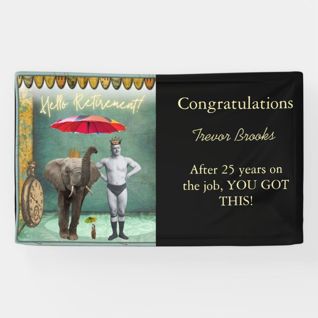 Hello Retirement Funny Personalised Party Banner (Horizontal)