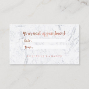 Hello rose gold typography marble appointment card