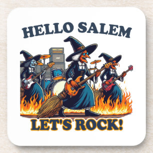 Hello Salem Massachusetts Witch Rock Band Coaster